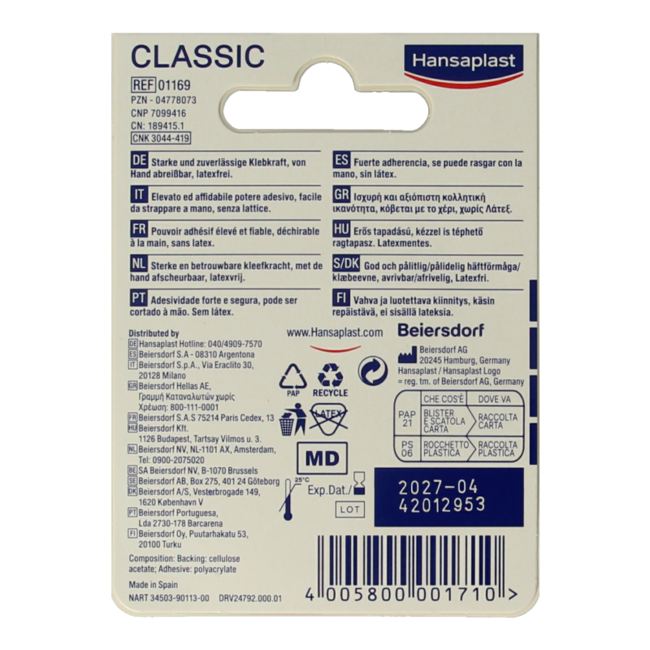 Esparadrapo clásico 5 m x 2,5 cm 1 unidad