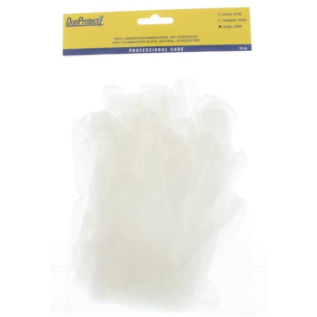 Guanti in vinile Duoprotect senza polvere taglia L, 10 Pezzi