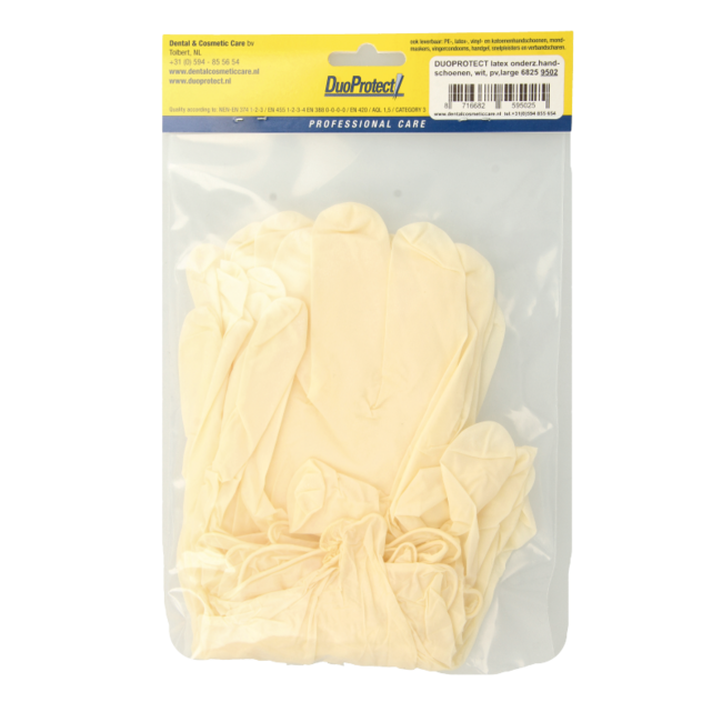 Duoprotect powder-free latex gloves, large, 10 pack