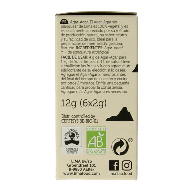 Agar agar poeder bio 12 Gram