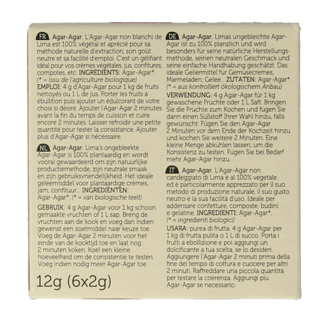 Agar agar poeder bio 12 Gram