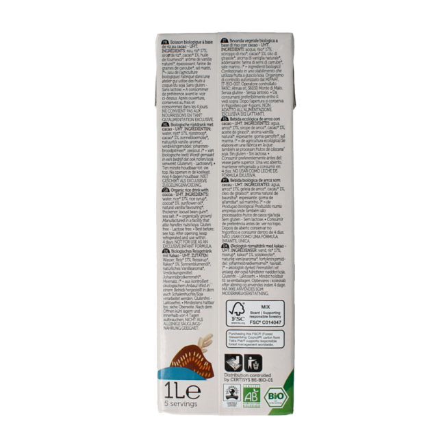 Lima Bebida de arroz con cacao bio 1 Litro