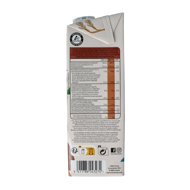 Lima Bebida de arroz con cacao bio 1 Litro