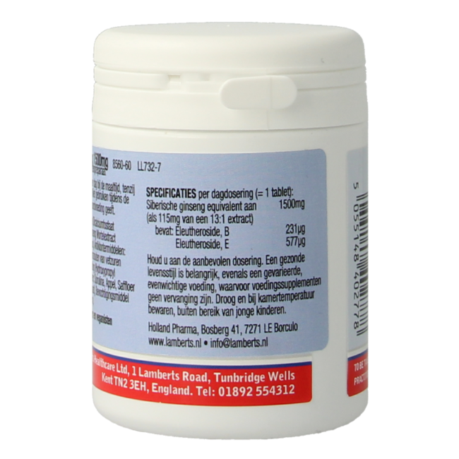 Lamberts Ginseng Siberiano 1500mg 60 Comprimidos