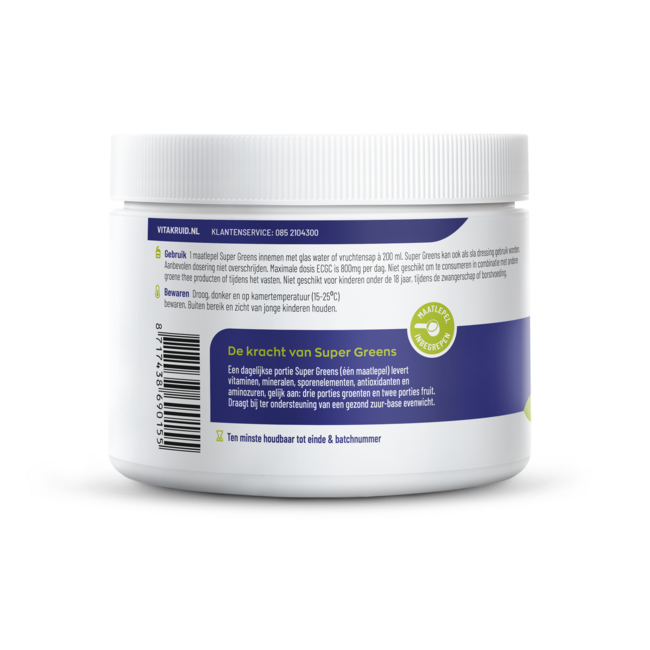 Vitakruid Super Greens 25 nutrientes, incluyendo probióticos y enzimas, 220 gramos