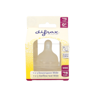 Difrax Bottle teat soft wide 1-2-3 - 2 Pack