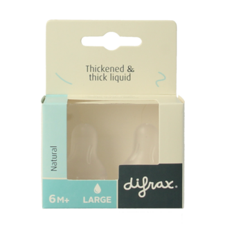 Difrax Bottle teat large natural 6+ months 2 pieces