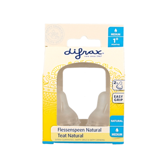 Difrax Bottle teat medium natural 2 pieces