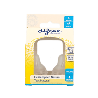 Difrax Tétine de biberon medium natural 2 pièces