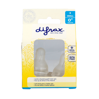 Difrax Tetina para biberón pequeña 0+ natural 2 unidades