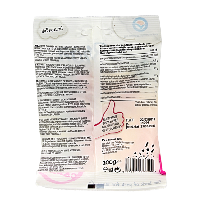 De Bron Sugar-Free English Winegums 100g