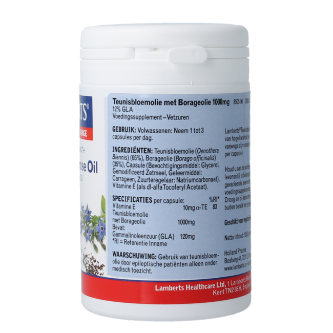 Lamberts Olio di Enotera con Olio di Borragine 1000mg 90 Capsule