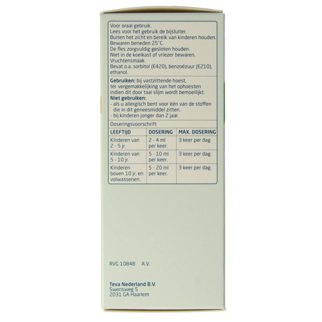 Teva Bromhexine HCl 4mg/ml = 0.8 mg 150ml