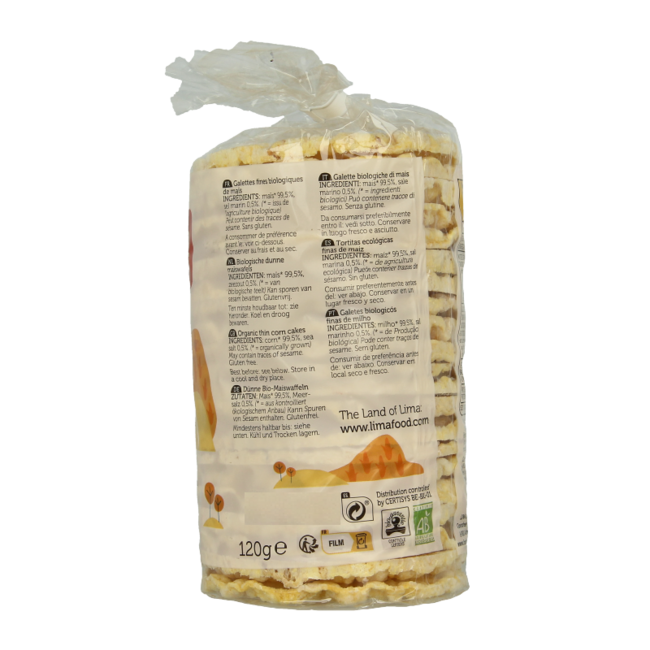 Tortitas de maíz finas y redondas bio 120 g