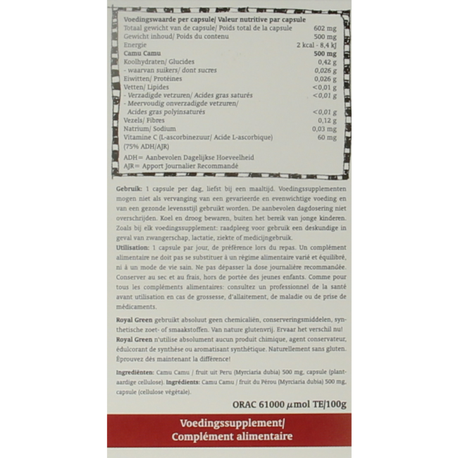 Camu camu vitamina C 60 Cápsulas vegetarianas