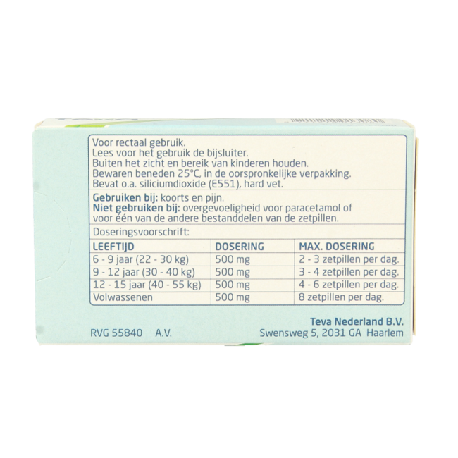 Teva Paracetamol 500mg 10 Supositorios