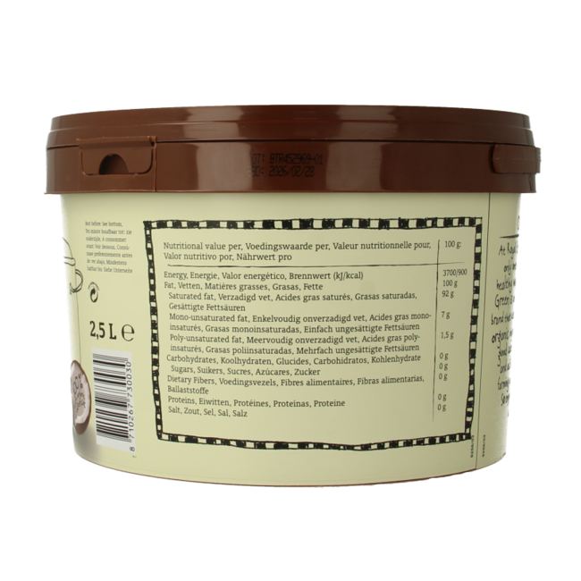 Crema de cocina de coco inodora bio 2500 mililitros