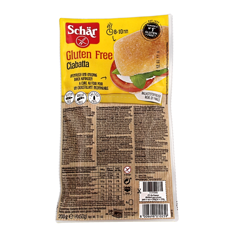 Schar Ciabatta sin gluten 4 unidades