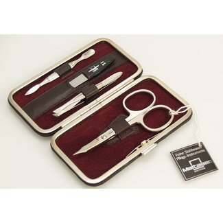 Malteser Estuche de manicura Malteser de 4 piezas, piel napa color vino tinto, 1 set