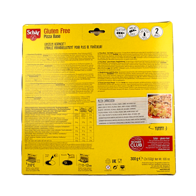 Bases de pizza sin gluten, 2 unidades