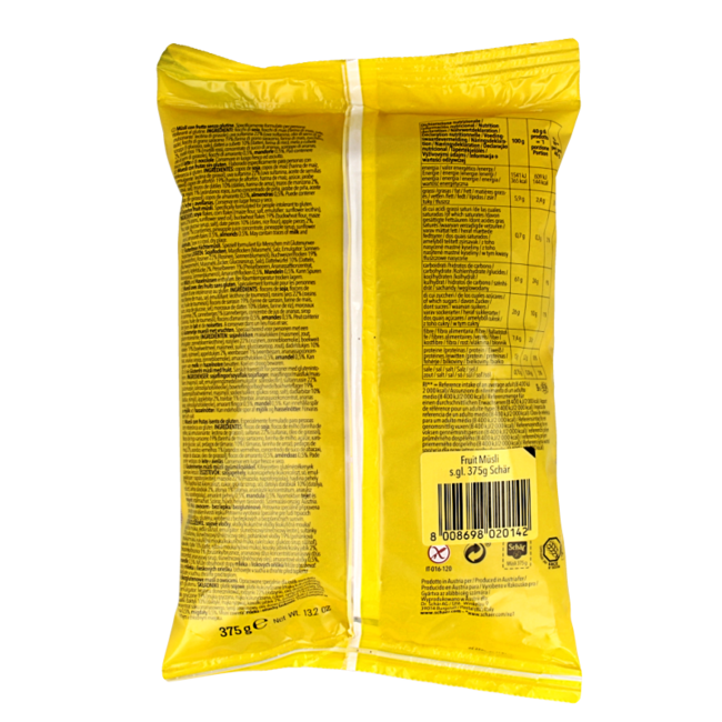 Muesli fruit glutenvrij 375 Gram