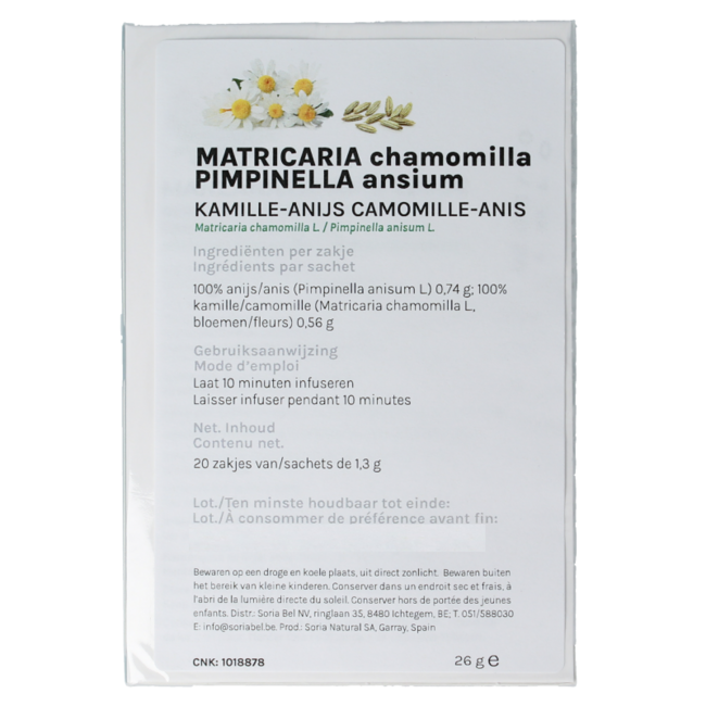 Soria Natural Chamomile and Anise Infusion 20 Bags