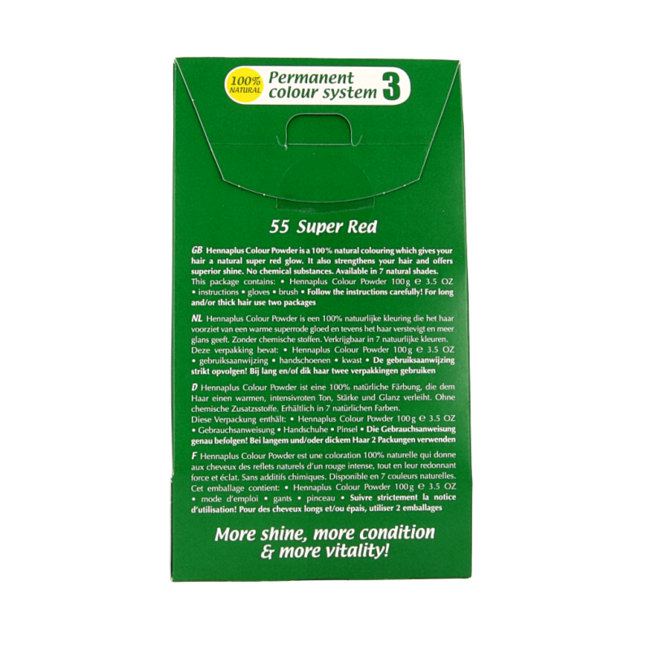Henna Plus Farbpulver 55 Superrot 100 Gramm