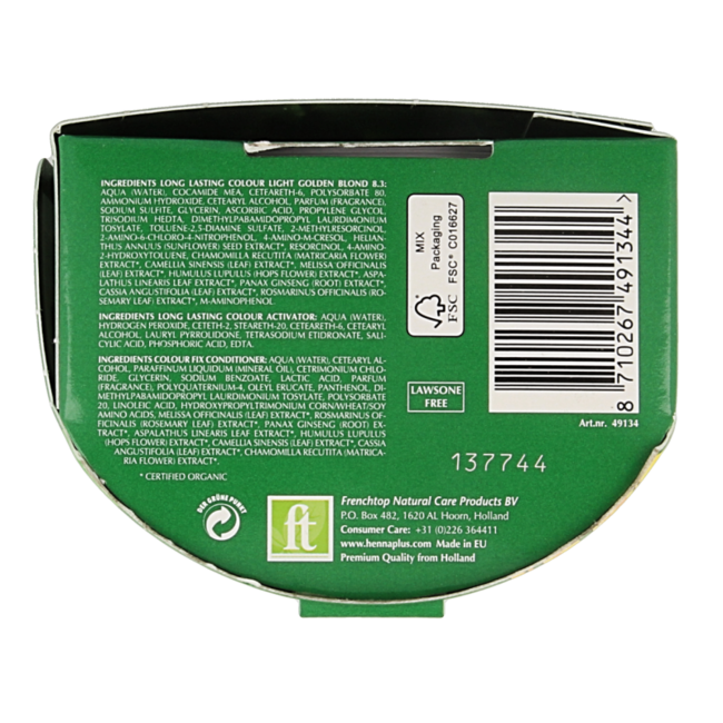 Coloration longue durée 8.3 blond doré 100 millilitres