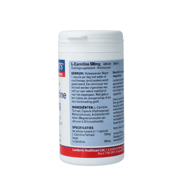 Lamberts L-Carnitina 500mg 60 Cápsulas vegetarianas