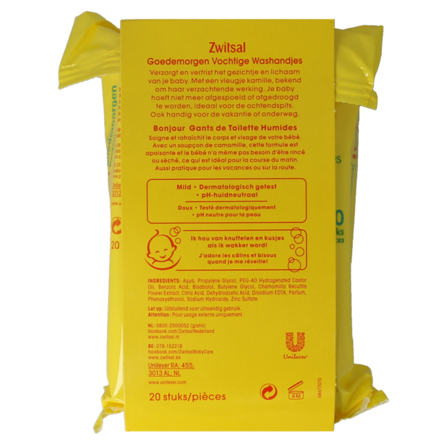 Goedemorgen vochtige washandjes 20 Stuks