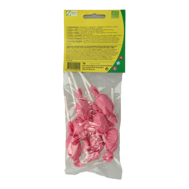 Piruletas de frambuesa bio 7 unidades