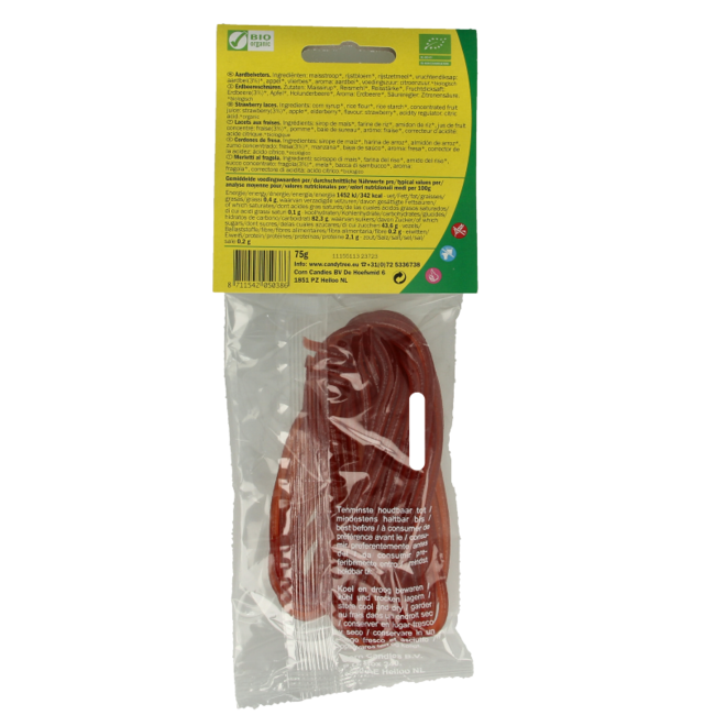 Lacets à la fraise bio 75 g