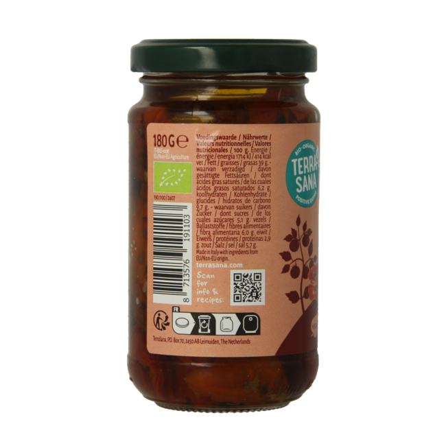 Organic sun-dried tomatoes in olive oil 180g