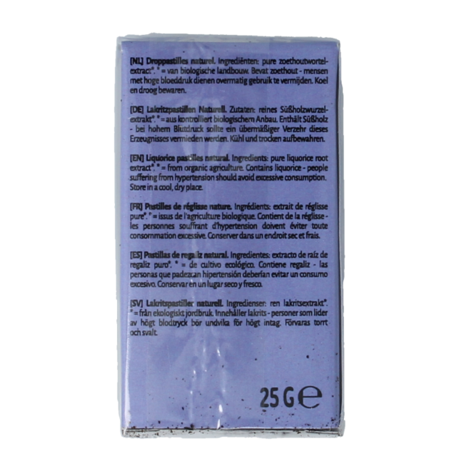 Lakritzpastillen natur bio 25 Gramm