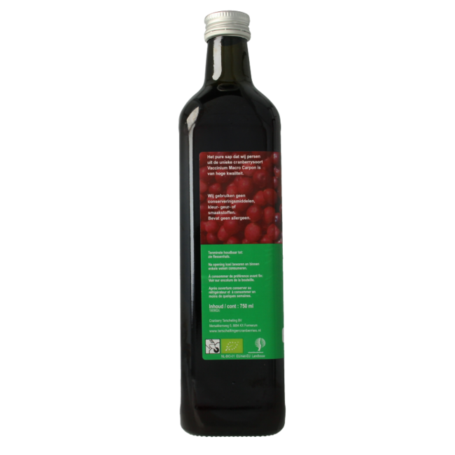 Cranberrysap ongezoet bio 750 Milliliter