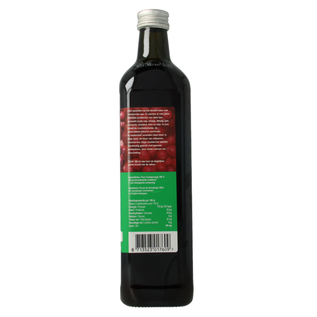 Cranberrysap ongezoet bio 750 Milliliter
