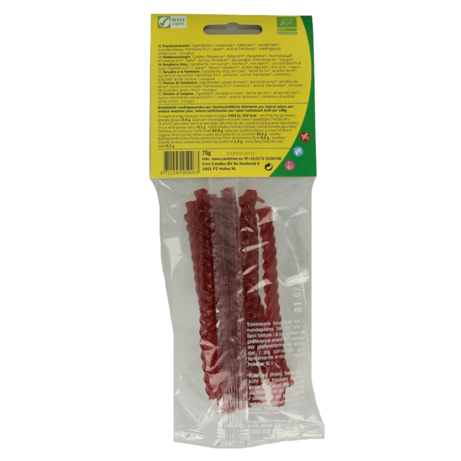 Candy Tree Organic Raspberry Cables 75 Gram