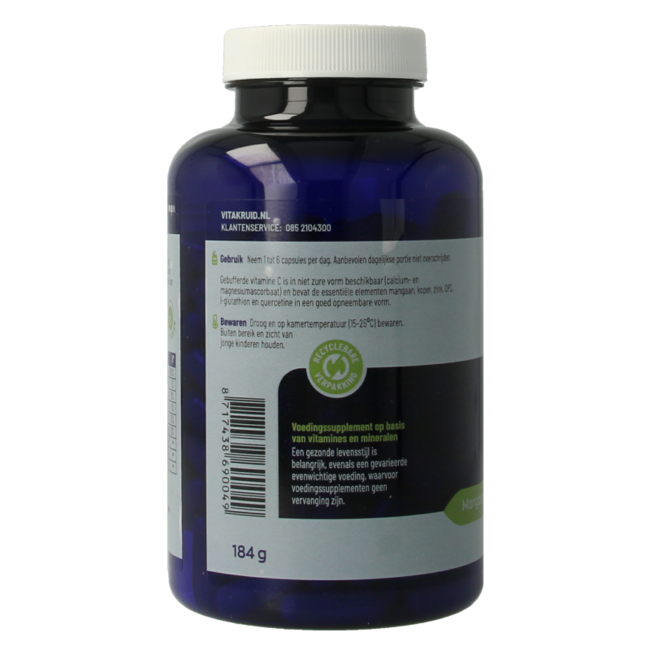 Gebufferde Vitamine C met oa Zink OPC Quercetine 180 Vegetarische capsules