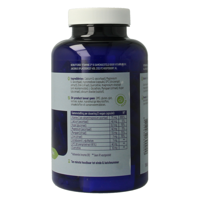 Vitamina C tamponada con zinc, OPC y quercetina - 180 cápsulas vegetales