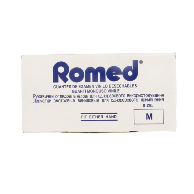 Rękawice winylowe Romed, niejałowe, pudrowane, rozmiar M, 100 sztuk