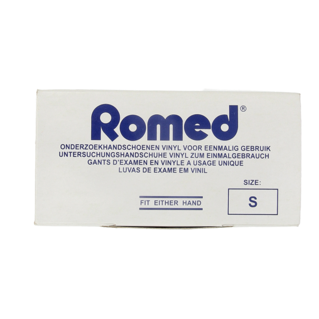 Guanti in Vinile Romed, Non Sterili, con Polvere, Taglia S, 100 Pezzi
