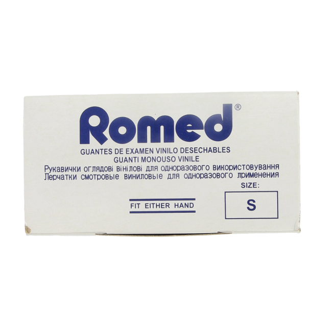 Guanti in Vinile Romed, Non Sterili, con Polvere, Taglia S, 100 Pezzi