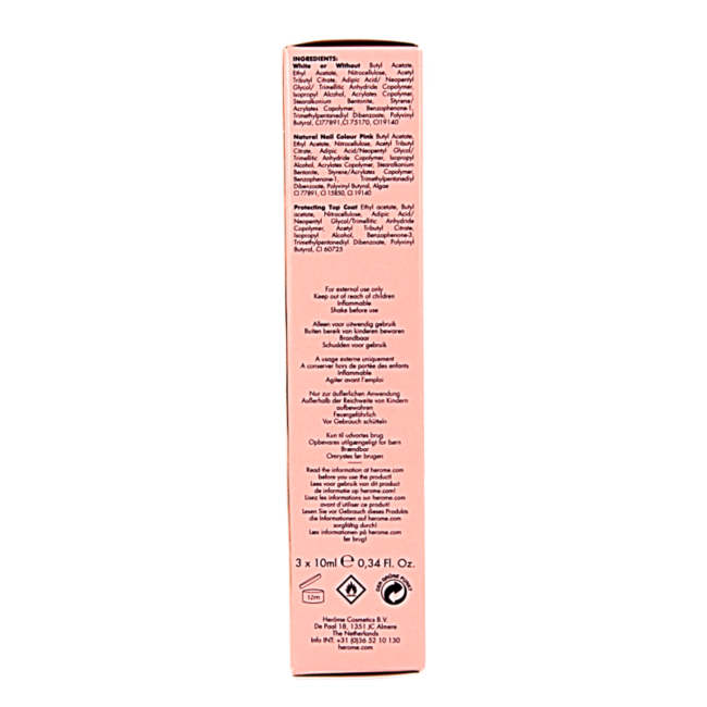 Zestaw do manicure francuskiego Herome, różowy, 3 x 10 ml, 1 zestaw