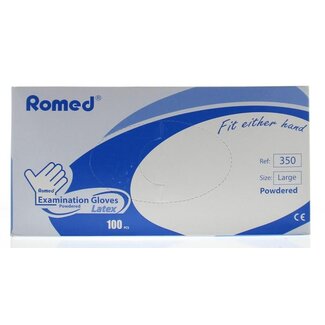 Romed Romed Latex Gloves Non-Sterile Powdered Size L - 100 Pieces