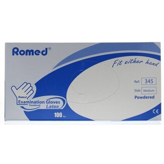 Romed Romed Latex handschoen niet steriel gepoederd M 100 Stuks