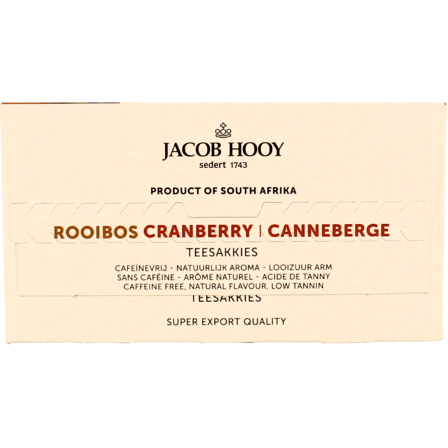 Jacob Hooy Rooibosthee cranberry  40 Zakjes