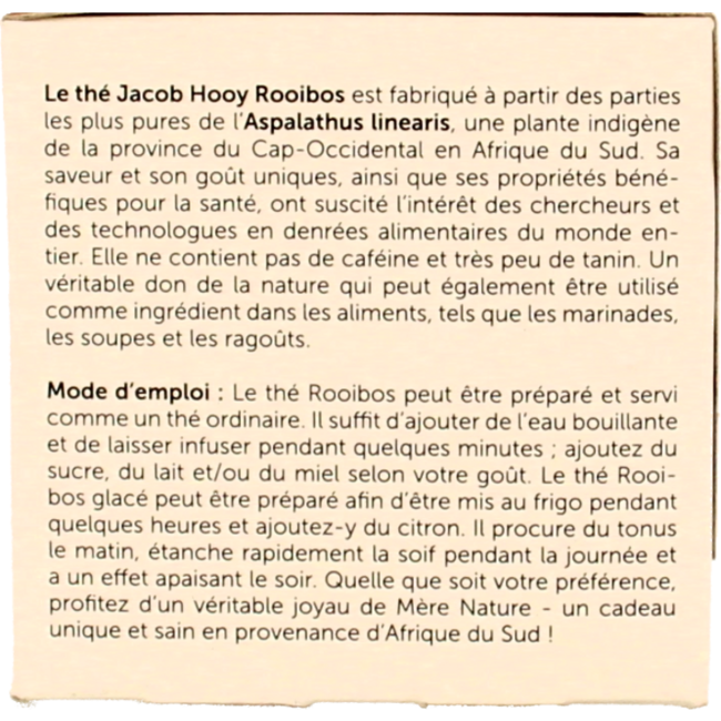 Jacob Hooy Thé Rooibos canneberge 40 sachets