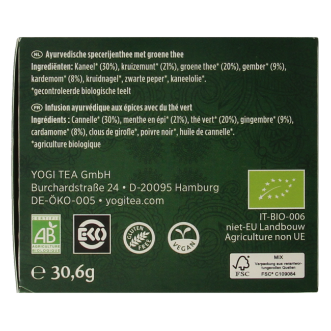Organic Green Chai 17 Tea Bags