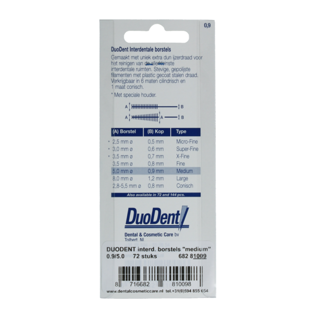 Duodent Interdentalbürste Medium 0.9, 72 Stück