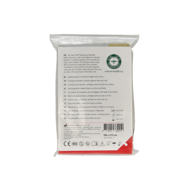 Care Plus Coperta di emergenza oro/argento 1 pezzo